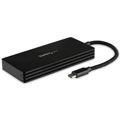 Image de StarTech.com Boîtier externe pour SSD M2 SATA avec câble USB C intégré Lecteur de disque M.2 vers 3.1 10 Gbps (SM21BMU31CI3) Boitier Card (Gen 2) noir P/N: PEXUSB321C