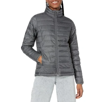 Image de Amazon Essentials Veste matelassée légère à manches longues, imperméable et pliable (disponible en grande taille) pour femme, anthracite chiné (taille XL)