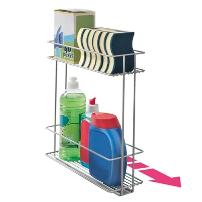 Afbeelding van Metaltex Space Saver Smart Kitchen Uitschuifbaar Gootsteenkastrekje 11X38X34 Cm Zilver