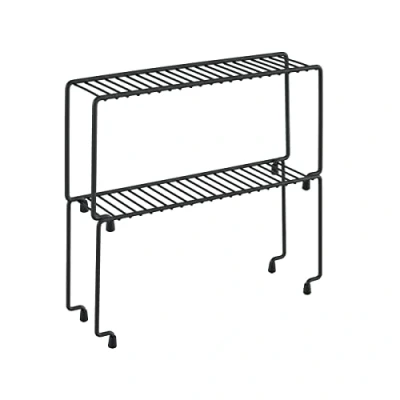 Afbeelding van Metaltex 2 x Stapelbaar rek voor kruidenpotjes Spice Bridge Zwart 29x7x14cm Set van