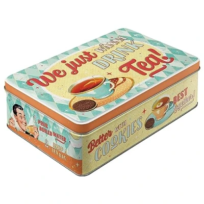 Afbeelding van Tinnen Blik Plat Tea &amp; Cookies Together