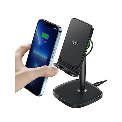 Afbeelding van INIU Inductie oplader, 15 W, Qi gecertificeerd, snel opladen, dubbele spoel, adaptief licht, gemakkelijk te slapen, draadloze oplader voor iPhone 14 13 Pro Max Samsung S22 Xiaomi LG enz