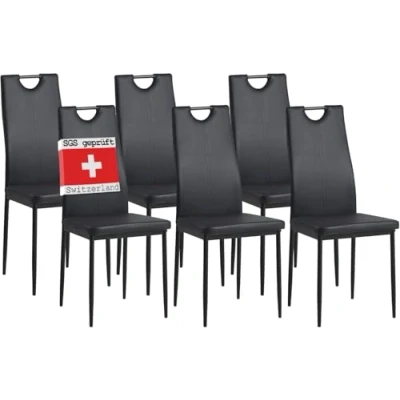 Afbeelding van Albatros eetkamerstoelen SALERNO, set van 6, zwart