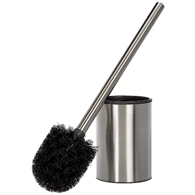 Afbeelding van TATAY Toiletborstel satijn, van roestvrij staal, binnenemmer polypropyleen, zwarte borstel, BPA vrij, metaal. Afmetingen: 9 x 37 cm