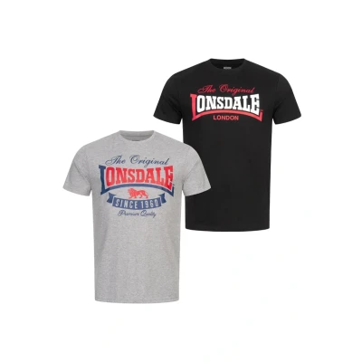 Afbeelding van Lonsdale T Shirt Gearach normale Passform Doppelpack Marl Grey/Black 4XL