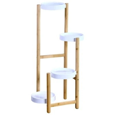 Afbeelding van Kesper Bloemstandaard, Materiaal: FSC gecertificeerd bamboe, afmetingen: 48 x H: 78 D: 42 cm, kleur: natuur/wit 17276
