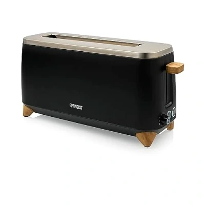 Afbeelding van Princess 142361 Broodrooster Pure 6 bruiningsstanden 1000W bamboe zwart