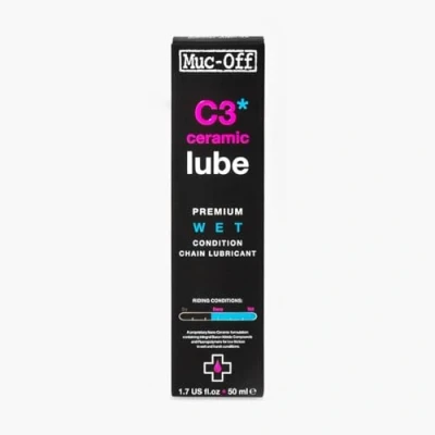 Afbeelding van Muc Off smeermiddel voor fietsketting C3 vochtige en moeilijke omstandigheden, 50 ml, hoogwaardig keramisch met uv kleurstof