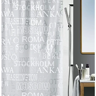 Afbeelding van SPIRELLA douchegordijn decor CITIES ZILVER Polythileen Vinyl 180 x 200 cm