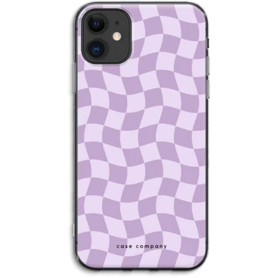 Afbeelding van Case Company® hoesje geschikt voor iPhone 11 Grid Paars Soft Cover Telefoonhoesje Bescherming aan alle Kanten en Schermrand