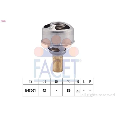 Afbeelding van FACET 7.8246 Thermostaat, koelvloeistof 89C 43mm Made in Italy OE Equivalent Zonder pakking RENAULT: TWINGO 1, CLIO Rapid Van
