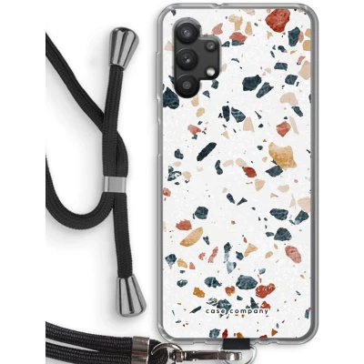 Afbeelding van Case Company® hoesje met Koord geschikt voor Samsung Galaxy A32 5G Terrazzo N4 Telefoonhoesje Zwart Bescherming aan alle Kanten en Over de Schermrand