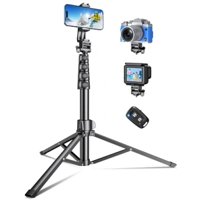 Afbeelding van CIRYCASE statief voor smartphone, draagbaar, uittrekbaar camerastatief, van aluminium, met draadloze afstandsbediening, selfiestick, telefoon, verstelbaar, compatibel