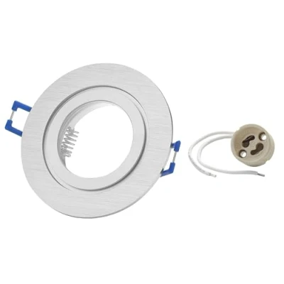 Afbeelding van 1x Sweet LED Inbouwframe incl. GU10 fitting IP44 inbouwspots voor de badkamer, ronde van aluminium Ø 84mm, zilver