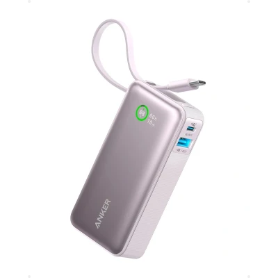 Afbeelding van Anker Nano powerbank 10.000 mAh roze met ingebouwde USB C kabel PD 30 W maximaal vermogen 1 x C, A