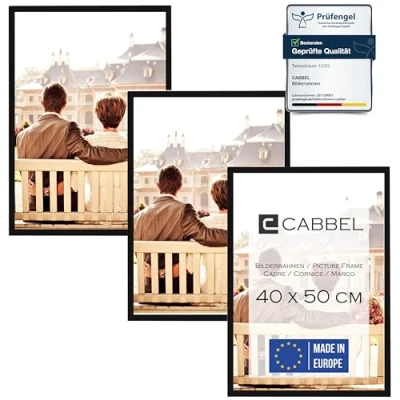 Afbeelding van CABBEL Set van 3 fotolijsten, mdf houten lijst, met onbreekbaar plexiglas/modern, zwart, 40 x 50 cm