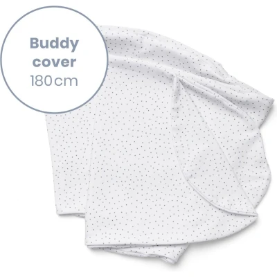Afbeelding van Doomoo Buddy Cover Hoes voor Voedingskussen Biologisch Katoen 180 cm Silver Dots