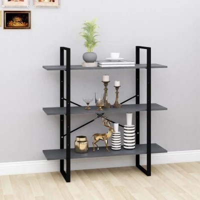 Afbeelding van Boekenkast met 3 schappen 100x30x105 cm grenenhout grijs