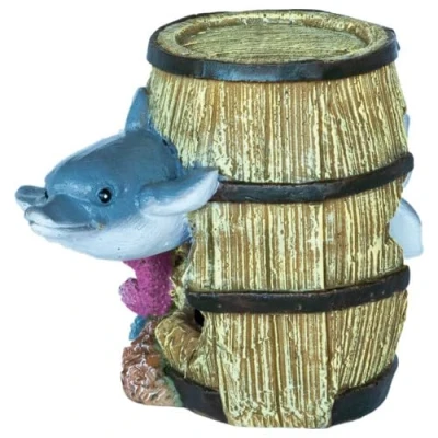 Afbeelding van Superfish Deco Barrel Dolphin Aquarium Ornament 13x10x12 cm