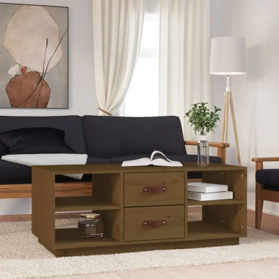 Afbeelding van Salontafel 100x50x41 cm massief grenenhout honingbruin