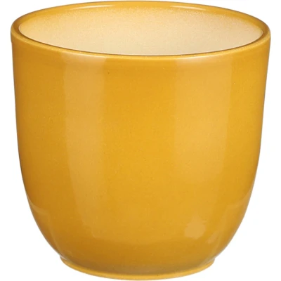 Afbeelding van Mica Decorations Plantenpot/bloempot Tusca Okergeel keramiek glans D12/H11 cm