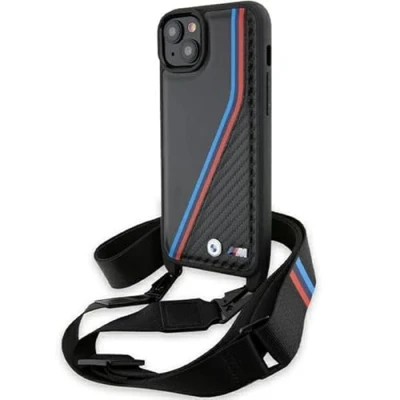Afbeelding van BMW Backcase hoesje geschikt voor iPhone 15/14/13 Effen Zwart Kunstleer