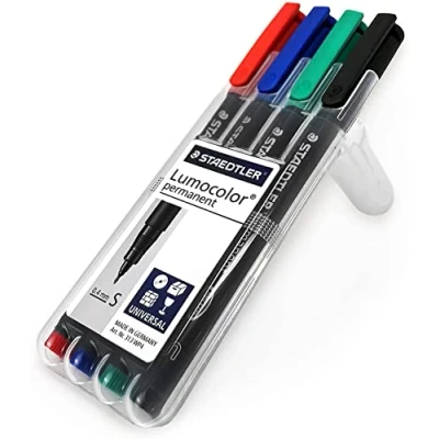 Afbeelding van Staedtler Lumocoler 313, Ohp marker, Permanent, 0,4 Mm, Etui Van 4 Stuks In Geassorteerde Kleuren marker