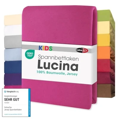 Image de CelinaTex Lucina for Kids Parure de lit double pack 60 x 120 Drap housse en coton rose 70 140 cm
