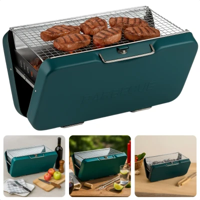 Afbeelding van Cheqo® Opvouwbare Houtskool Tafelbarbecue Opvouwbaar en Compact Draagbaar Tafelgrill BBQ Tafelmodel voor Camping of Park