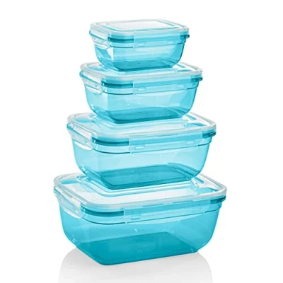 Afbeelding van Grizzly Voedseldozen met luchtdicht deksel clips, rechthoekige vorm, 4 stuks, voedselopslag, waterdicht en lekvrij, BPA vrij