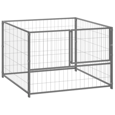 Afbeelding van vidaXL Hondenkennel 100x100x70 cm staal zilverkleurig