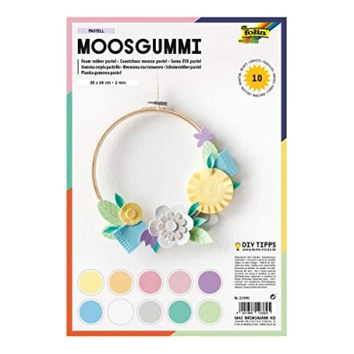 Afbeelding van folia 231095 Pastel schuimrubber, 2 mm, ca. 20 x 29 cm, 10 vellen gesorteerd in pastelkleuren, niet zelfklevend, ideaal voor veelzijdig knutselwerk