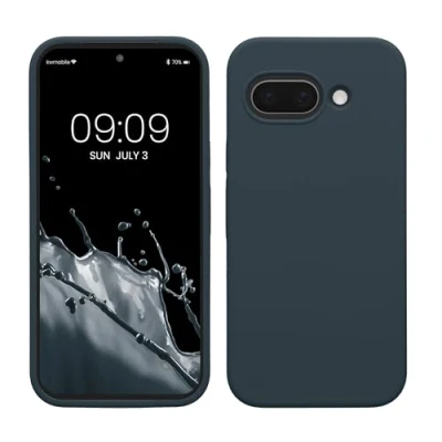 Afbeelding van kwmobile telefoonhoesje geschikt voor Google Pixel 9a Hoesje met siliconen coating Smartphone case in leisteen
