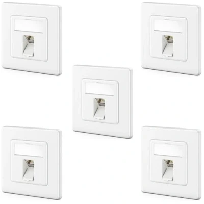 Afbeelding van deleyCON 5 x keystone set + CAT8 netwerkbehuizing 2000 MHz 40 Gbit/s inbouw, en module met RJ45 stekker, afscherming STP, metalen behuizing, databehuizing
