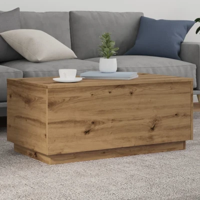 Afbeelding van Salontafel met LED verlichting 90x50x40cm artisanaal eikenkleur