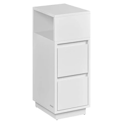 Afbeelding van VASAGLE Smalle nachtkastjes, set van 2, bijzettafels met 2 laden en open vak, links of rechts, voor slaapkamer, woonkamer, wolkenwit LET856W01