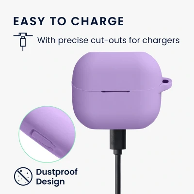Afbeelding van kwmobile oordopjes case geschikt voor Samsung Galaxy Buds 3 / Pro hoesje Oortjes cover met handstrap in ear koptelefoon hoes Silicone paars