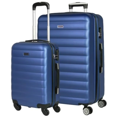Afbeelding van ITACA Set van 3 trolleykoffers 50/60/70, ABS. Uitbreidbaar. Stijf, bestendig en Telescopische handgreep, 2 handgrepen, 4 wielen. Lock geïntegreerd. Kleine lage kosten, blauw