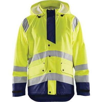 Image de Veste de pluie haute visibilité niveau 3 jaune fluorescent/marine