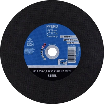 Afbeelding van PFERD 80 T 350 3,8 O SG CHOP HD STEEL/25,4 66323513 Doorslijpschijf recht mm 10 stuk(s) Getemperd staal, Staal