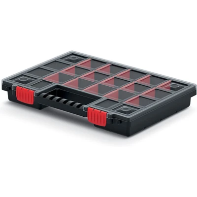 Afbeelding van Kistenberg Sorteerbox/vakjes koffer spijkers/schroeven/kleine spullen 20 vaks kunststof zwart 34 x 25 5 cm