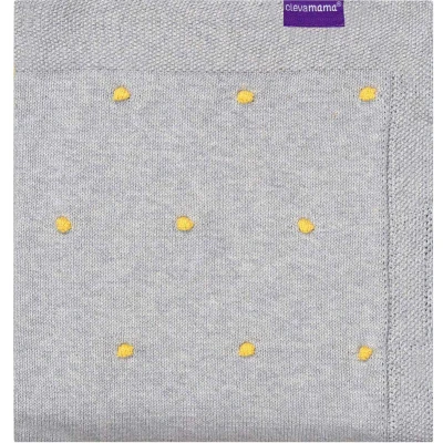 Afbeelding van Gebreide babydeken 100% Biologisch katoen Pom grijs 80 x 100cm ClevaMama