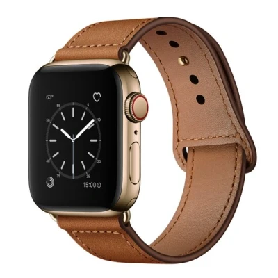 Afbeelding van Apple Watch Leren bandje Bruin Geschikt voor 38mm / 40mm 41mm
