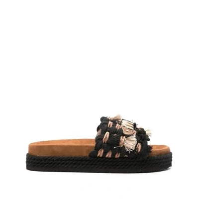 Afbeelding van Mou Monoband ROPE Muiltjes, Dames, Maat: 38, Black Textiel