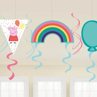Afbeelding van Hangdecoratie swirl Peppa Pig 6 delig 61 cm