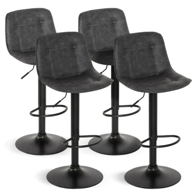 Image de Lot de 4 tabourets bar DENVER gris vintage