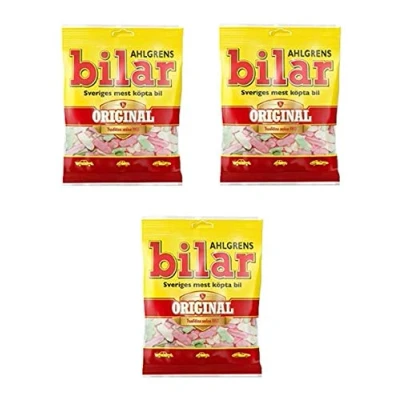Afbeelding van ScandiKitchen Ahlgrens Bilar originele Zweedse kauwsnoepjes in autovorm, 125 g, 3 verpakkingen