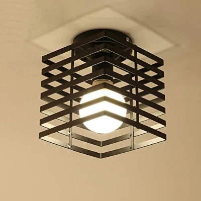 Afbeelding van iDEGU Industriële plafondlamp kooi kroonluchter hanglamp van metaal ijzer lamp voor slaapkamer keuken hal zwart