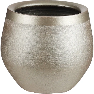 Afbeelding van Mica Decorations douro ronde bloempot goud maat in cm: 18 x 20