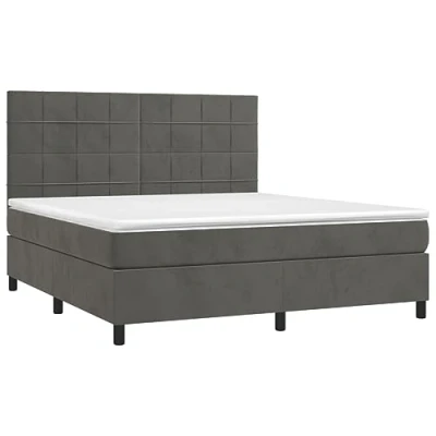Image de vidaXL Sommier à lattes de lit et matelas Gris foncé 180x200cm Velours
